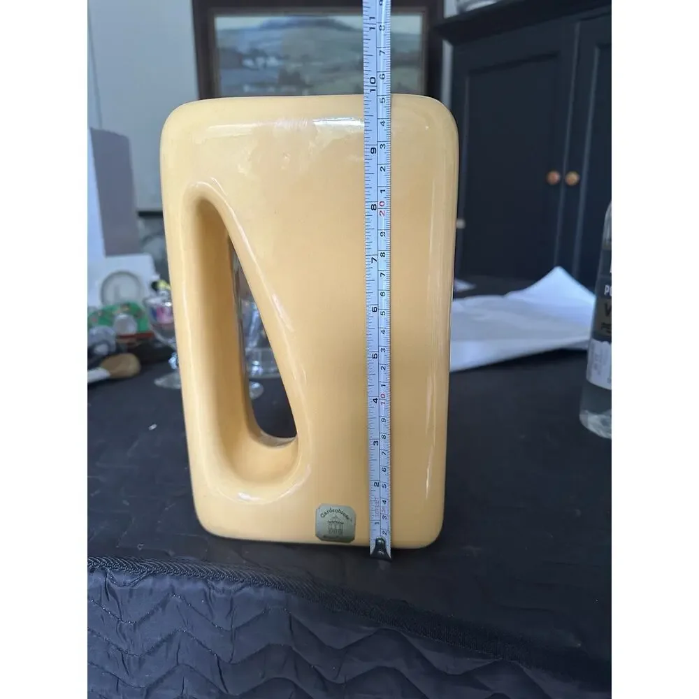 Royal Haeger Gardenhouse Yellow Pottery Vase MCM Cut Out Vase 10” EUC Sticker